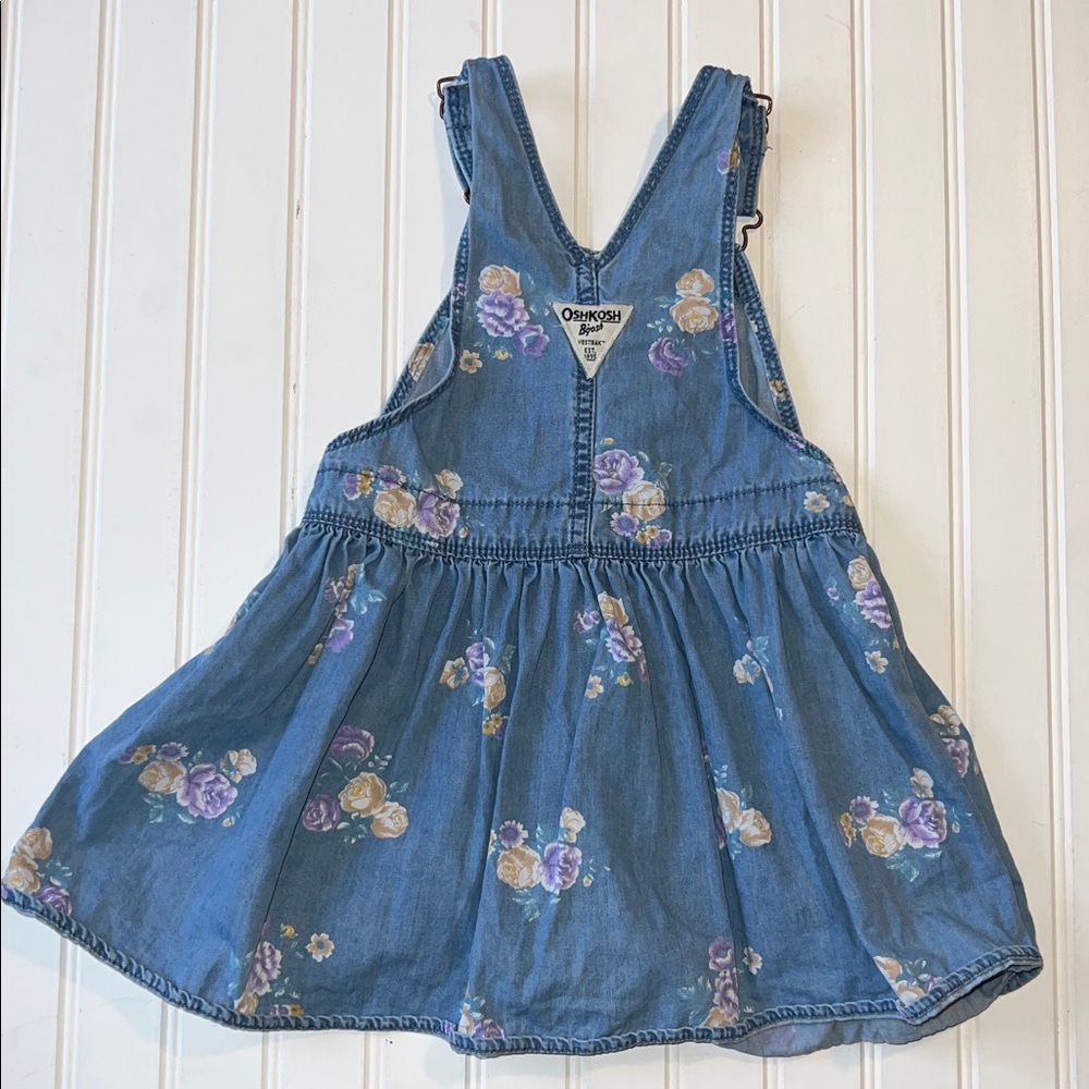 Oshkosh Floral Overall Dress Girls Size 4T - Picture 3 of 3
